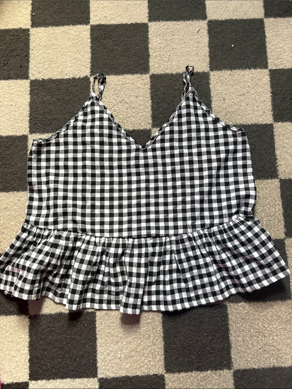 Gingham Tank top black and white